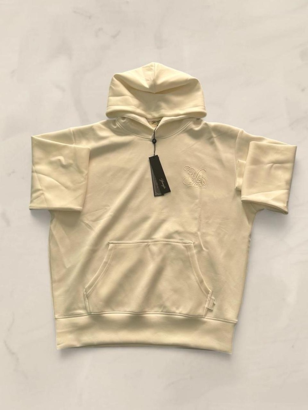youngla white hoodie with embroidered logo